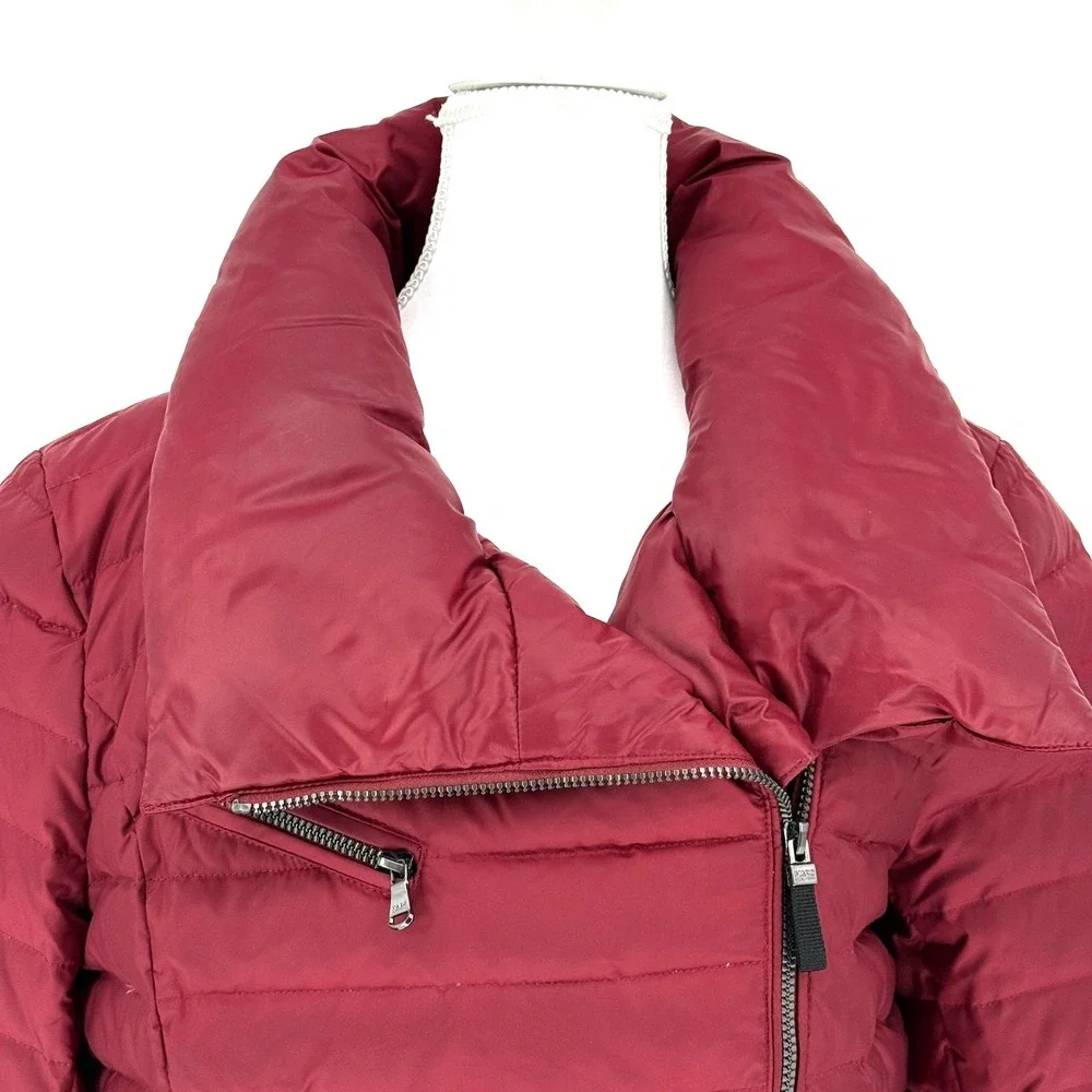 Marc‎ New York Andrew Marc Burgundy Down Puffer Jacket Asym Zip Funnel Neck L - Picture 4 of 10